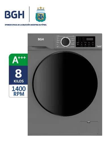 Lavarropas Bgh Inverter Frontal 8kg Bwfe08s24ar Dark Silver - Gris Oscuro
