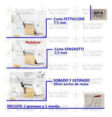Maquina Pastalinda Clasica 200 Cromada 20cm Pastas Fideos