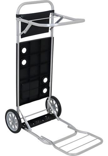 Carrito Playero Aluminio Playa Porta Reposeras Sombrilla Bel Negro