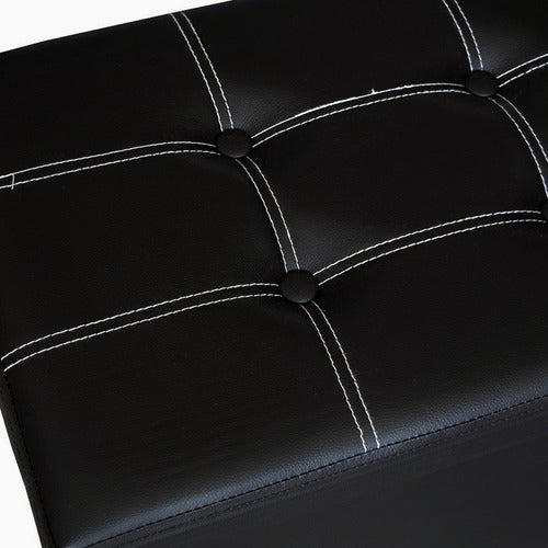 Puff Doble Baulera Plegable Guardado De 76x38cm Negro