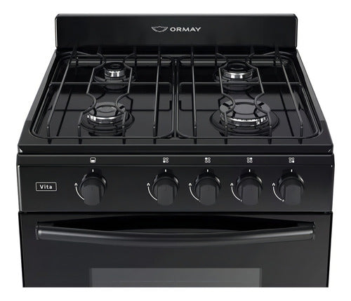 Cocina Multigas Ormay Vita Negra 4 Hornallas Horno Visor Negro