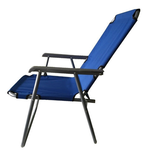 Reposera Plegable Caño 1 Posicion Tela Oxford En Azul Azul