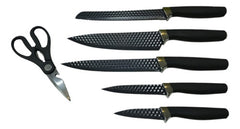 Set Juego 5 Cuchillos Tijera Soporte Blanco Cocina Chef Cts Blanco