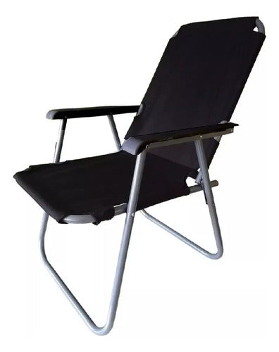 Reposera Playera Plegable Caño 1 Posicion Tela Oxford Negro