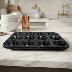 Molde De Acero Antiadherente Para 12 Muffins Carol 20028fne Negro