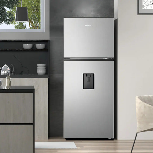 Heladera Inverter Hisense Con Freezer No Frost 379l Con Dispenser De Agua Gris
