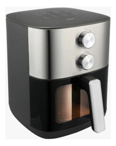 Freidora De Aire Atma Fr256maip Con Visor 6l Inox 1750w Negro