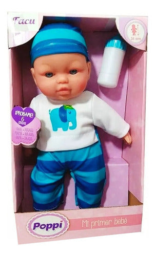 Muñeca Bebote Poppi Mi Primer Bebé 31 Cm Facu Con Sonidos