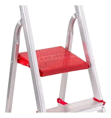 Escalera Aluminio Tijera 3 Escalones Botafogo 120kg Tio Musa Color Rojo Gris/rojo