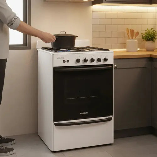 Cocina A Gas Longvie 13331bf 56cm Blanca Cajón Parrilla Color Blanco