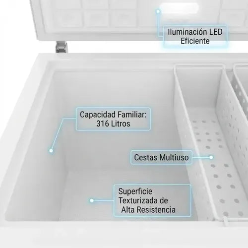 Freezer Horizontal Gafa 316l Blanco Inverter Fghi302b-l