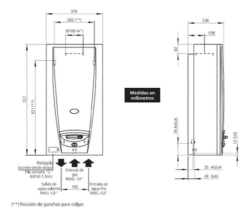 Calefón A Gas Orbis 315bho Gn Tradicional 14 L/min Con Sensor De Seguridad Blanco