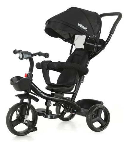 Triciclo 360° Joy 3 Con Luz Y Barra De Empuje Negro Bebesit Negro