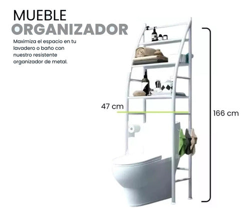 Estanteria Organizador Baño Sobre Inodoro 3 Niveles Blanco Blanco
