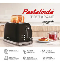Tostadora Eléctrica Pastalinda Tostapane Vintage 6 Funciones Color Negro