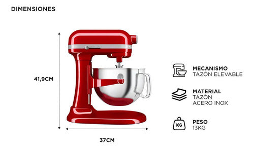 Batidora De Pie Kitchenaid Coyote Kitchenaid Rksm60spxrer Rojo 220 v