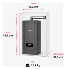 Calefón A Gas 16 L/min Digital Tiro Forzado Longvie Cf16g-n Gris Oscuro Gn