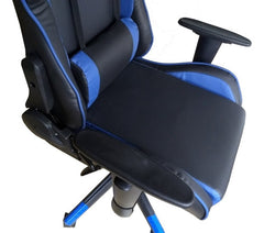 Silla Basculante Oficina Computacion Gamer Tm Negro Azul Cuero Sintético