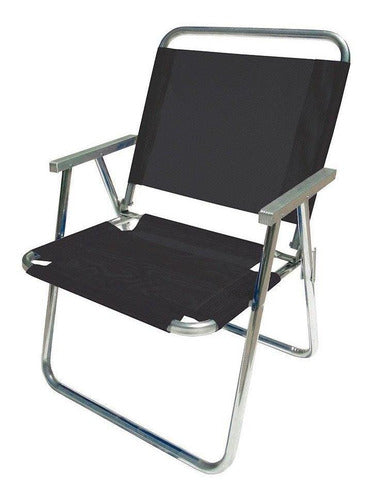 Silla De Playa Extra Ancha De Aluminio Para Balcón, Color Negro