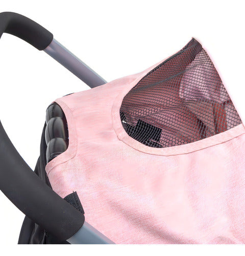Cochecito De Paseo Con Manillar Rebatible Rosado Rosa Plateado