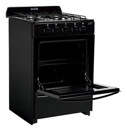 Cocina Master Classic Color Negro Con Puerta Con Visor Gas Natural Escorial