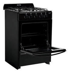Cocina Master Classic Color Negro Con Puerta Con Visor Gas Natural Escorial
