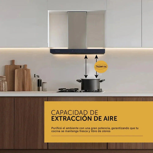 Campana Para Cocina Vondom De Pared Con Frente Negro Y 60 Cm Plateado Y Negro