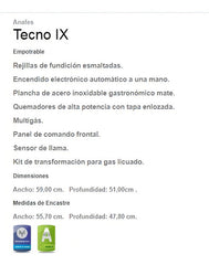 Anafe Con Alimentación A Gas Ormay Tecno Ix Plateado 4 Hornallas Acero