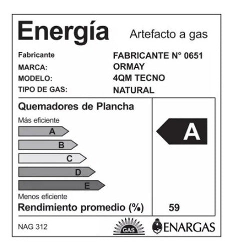 Anafe De Empotrar Ormay Classic S Blanco Multigas Clase A Blanco