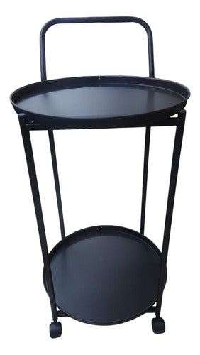 Mesa Carro Bar De Metal De 2 Niveles Con 4 Ruedas Tm Negro C Negro