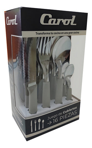 Set De Cubiertos Carol Juego X 16 Piezas Acero Inox - Gris