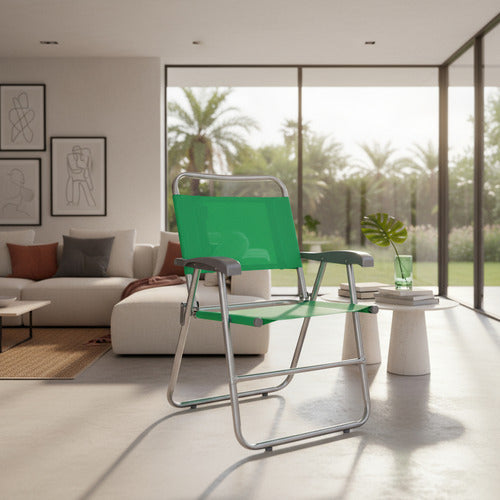 Reposera Plegable Sillon De 1 Posicion Descansar 10006 Verde