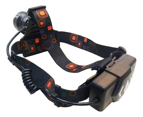 Linterna Minero Vincha De Cabeza Led Usb Bateria De 1 Luz Blanco Negro