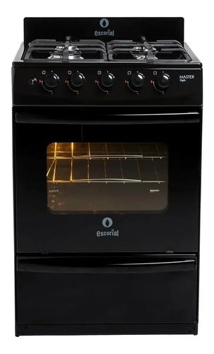 Cocina Escorial Master Style Multigas Color Negro Con Puerta Con Visor