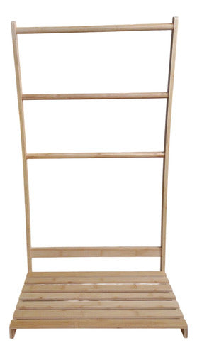 Toallero De Pie Para Baño 3 Cilindros Madera Altura 90cm Marrón Claro