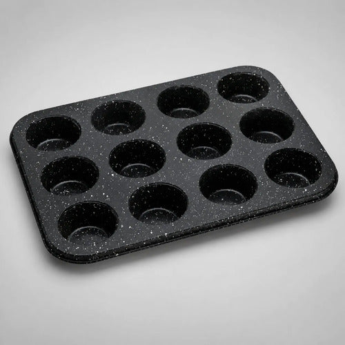 Molde De Acero Antiadherente Para 12 Muffins Carol 20028fne Negro