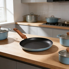 Set Bateria Cocina 7 Pz Carol Antiadherente Cacerola Sarten Azulino