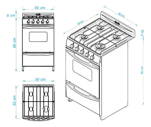 Cocina A Gas Escorial Palace Cristal Blanca Blanco
