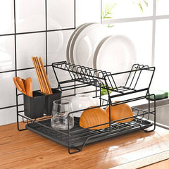 Escurridor Secaplatos Bandeja Vajilla Organiza Cocina Tm Negro