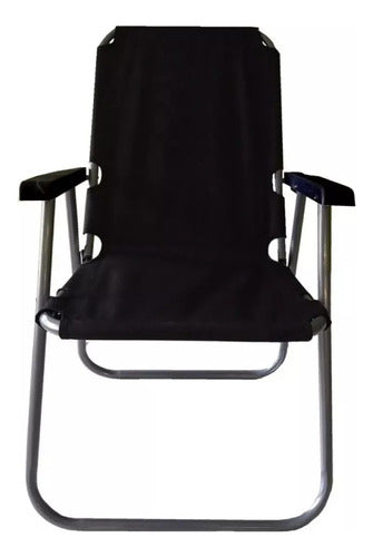 Reposera Playera Plegable Caño 1 Posicion Tela Oxford Negro