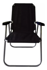 Reposera Playera Plegable Caño 1 Posicion Tela Oxford Negro