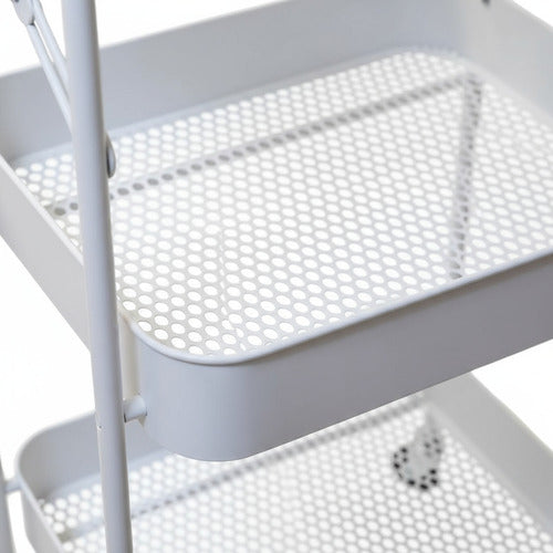 Carro Organizador Metal Blanco Plegable 3 Estantes Ruedas Cs Blanco