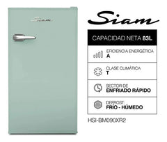Heladera Siam Retro Bajo Mesada Verde 90l Hsi-bm090cxr2 Cycle Defrost