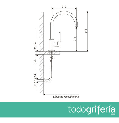 Fv 87 Temple 0411.04/87 Griferia Cocina Monocomando Color Plateado