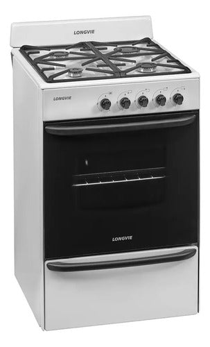 Cocina A Gas Longvie 13231bf 56cm Blanca Cajón Parrilla Color Blanco