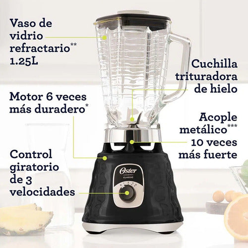 Oster Classic Blst4655 1.25 L - Negro - - Vidrio