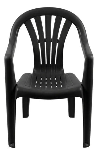 2 Sillas Plasticas Apilables H:100k Interiores Exteriores Tm Negro Lisa