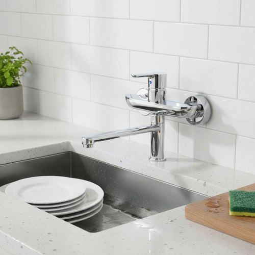 Grifería De Pared Monocomando Cocina Fv 406/b5 Puelo Cromo Cromo Cromado