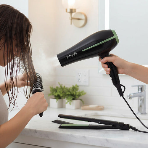 Secador Y Planchita De Pelo Ga.ma Avocado Ceramic Ion Nano - Negro
