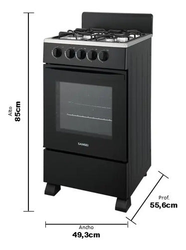 Cocina A Gas Sansei Essential 50 Cm Negra Multigas Negro